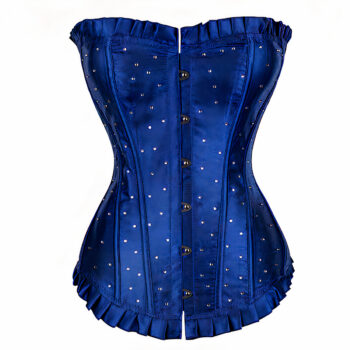 Corset en satin bleu royal à crochets