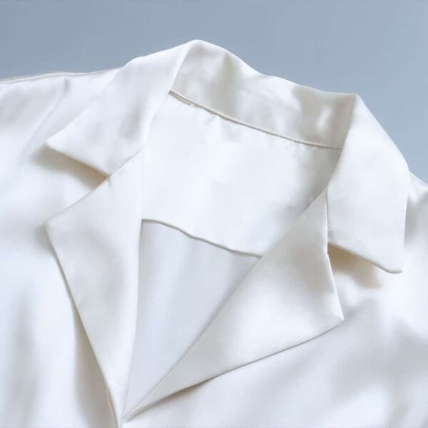 Combinaison pantalon en satin blanc à manches longues 14157