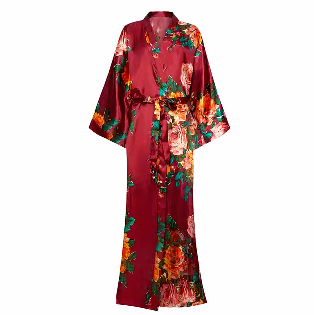 Kimono en satin pour femme à imprimé floral 15444 7f9nyk