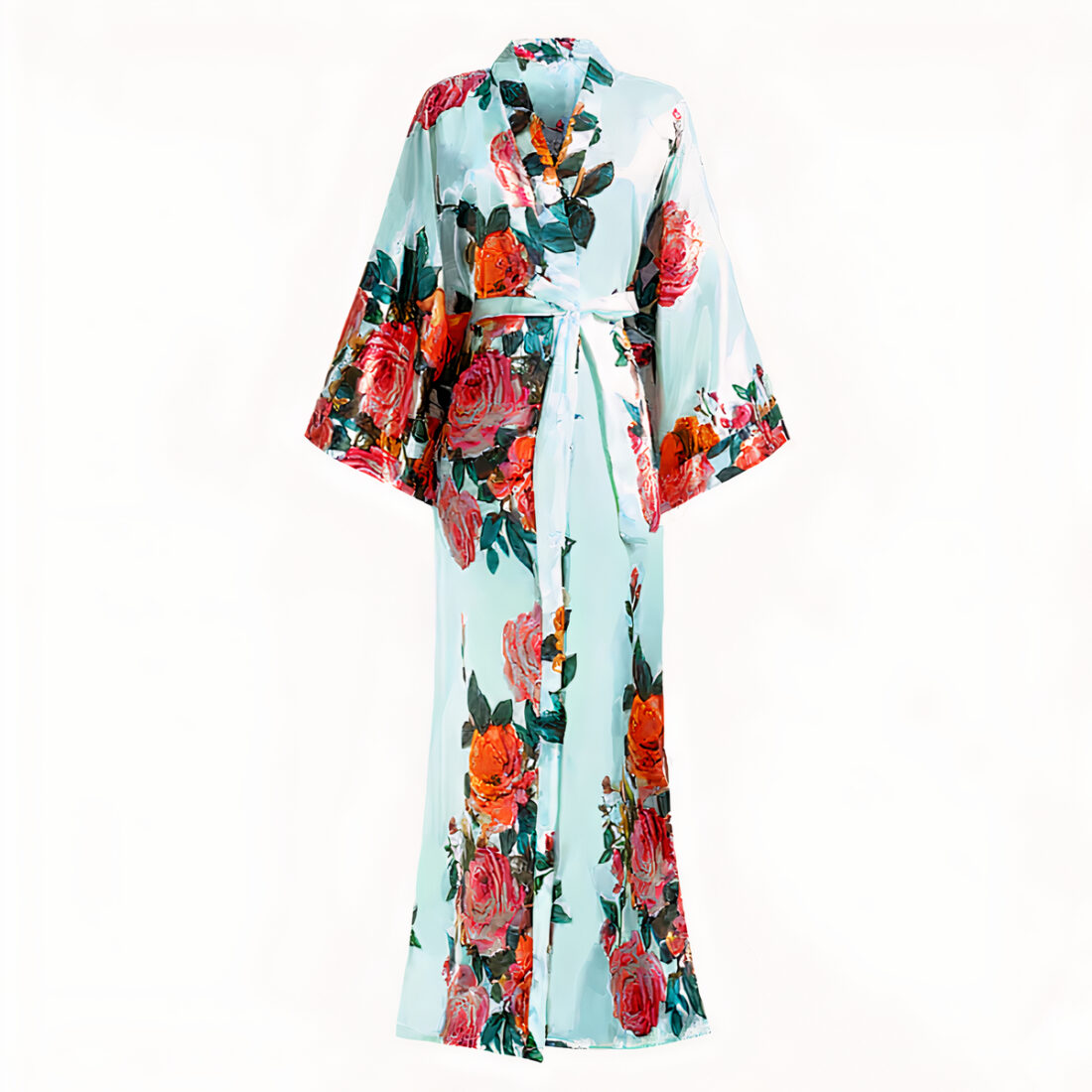 Kimono en satin pour femme à imprimé floral 15444 sbcnvb