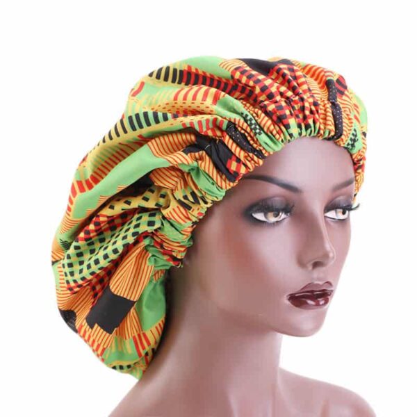 Bonnet en satin motif imprimé africain 8238