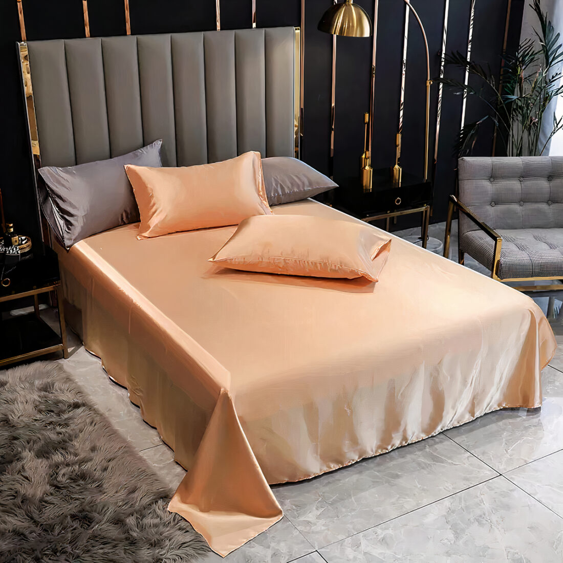 Drap plat en satin beige