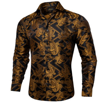 Chemise à motifs dorés pour homme. Bonne qualité et très tendance.
