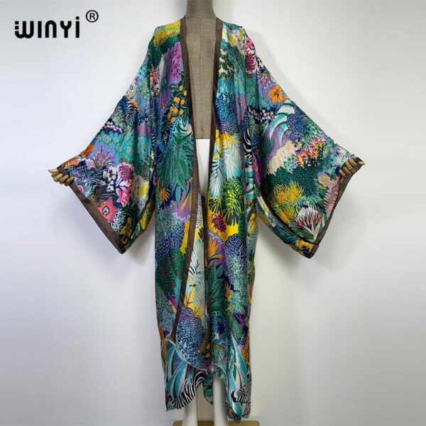 Kimono en satin pour femme multicolore Kimono multicolore 1