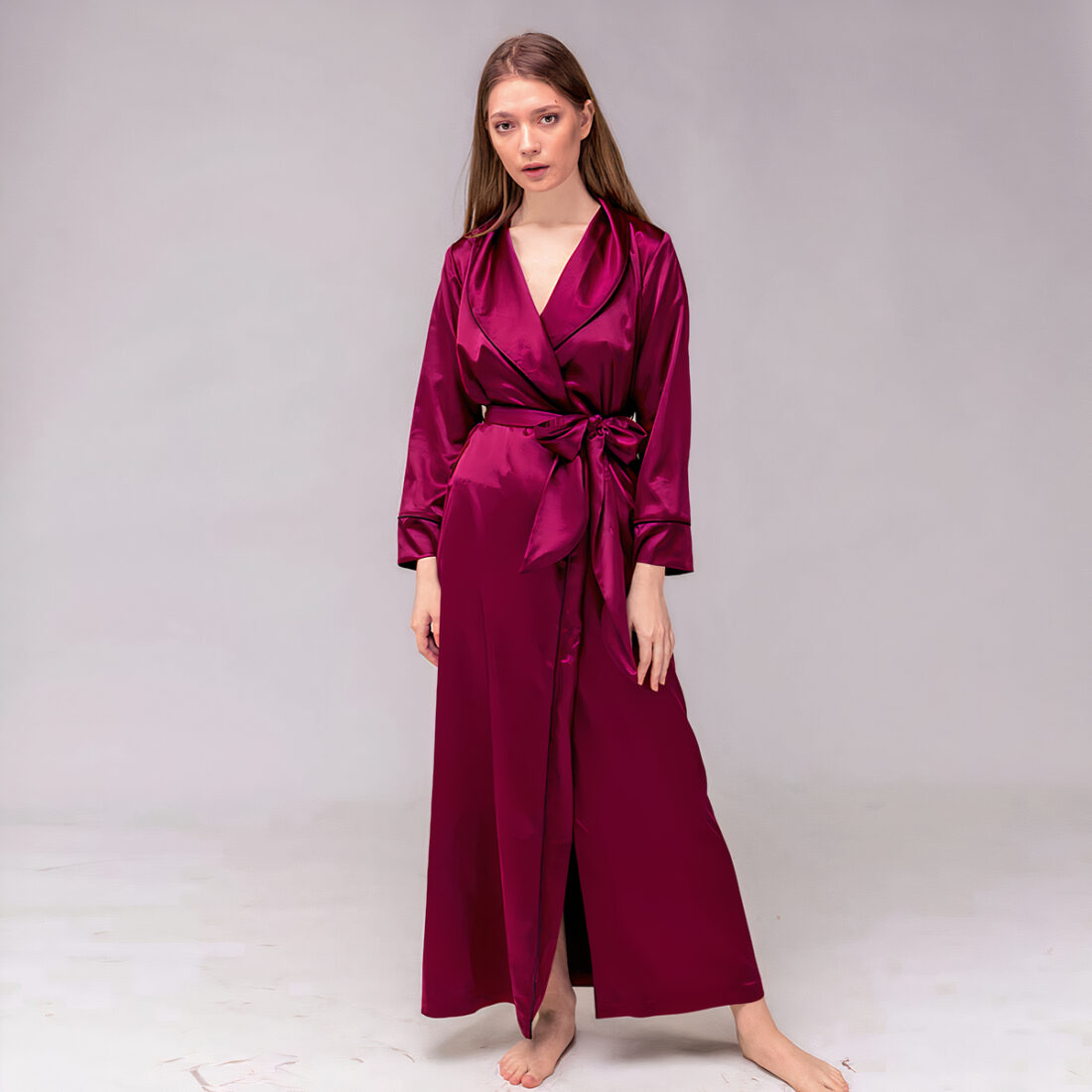 Robe de chambre élégante en satin pour femme Robe De Chambre Elegante En Satin Pour Femme 3