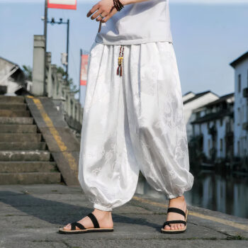 Pantalon satin homme blanc