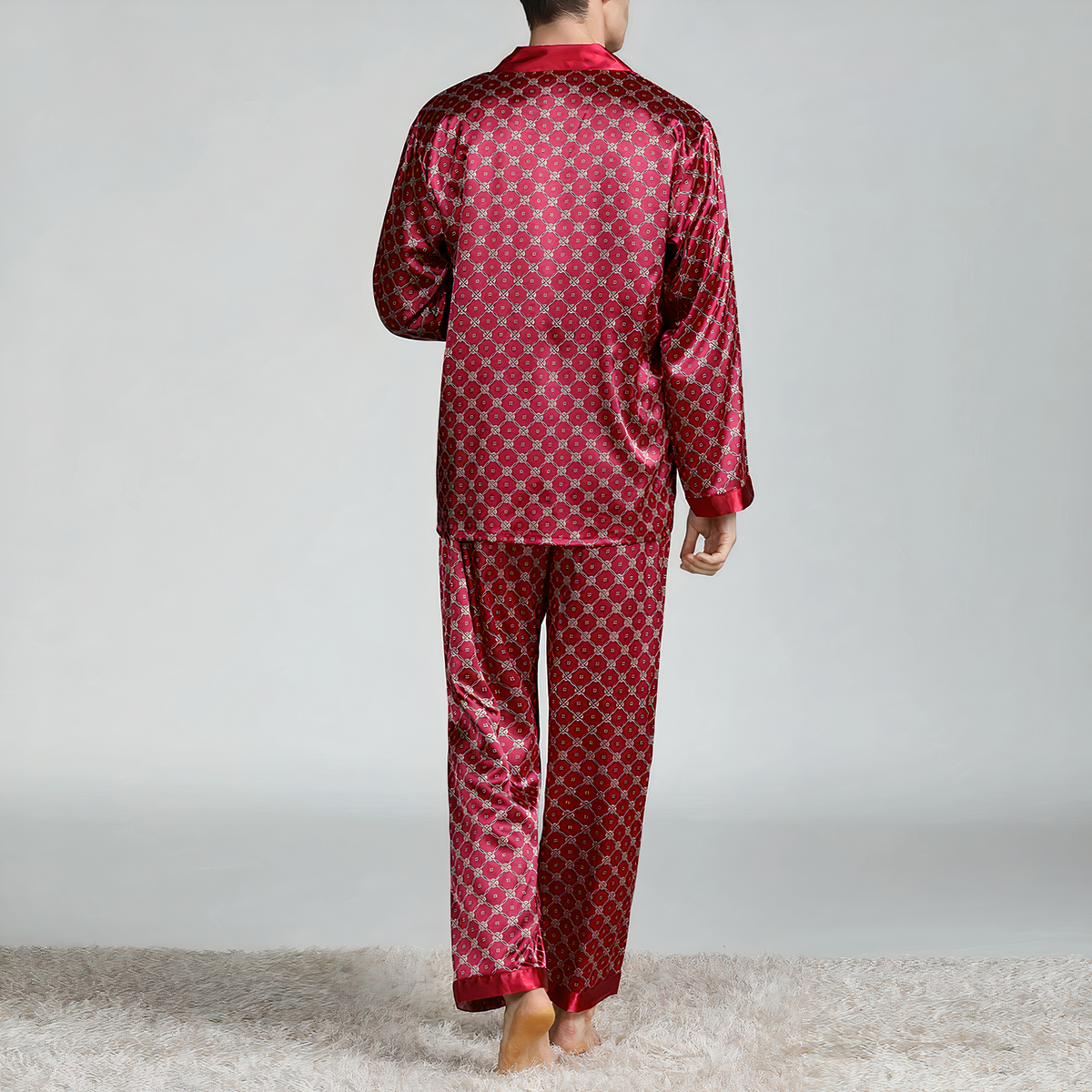 Pyjama à motifs géométriques en satin pour homme 30752 mq5cc0