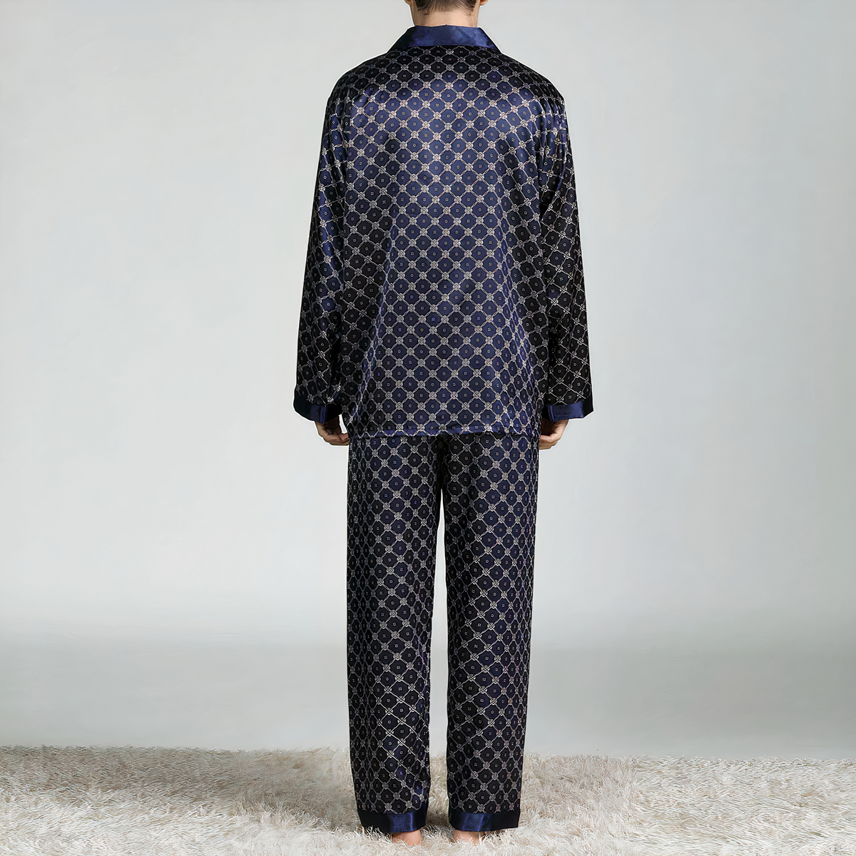 Pyjama à motifs géométriques en satin pour homme 30752 qbqd75